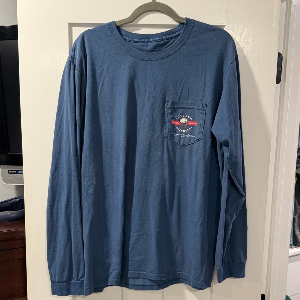 Men's Long-Sleeve Pocket Tee in Slate Blue with Pocket Graphic